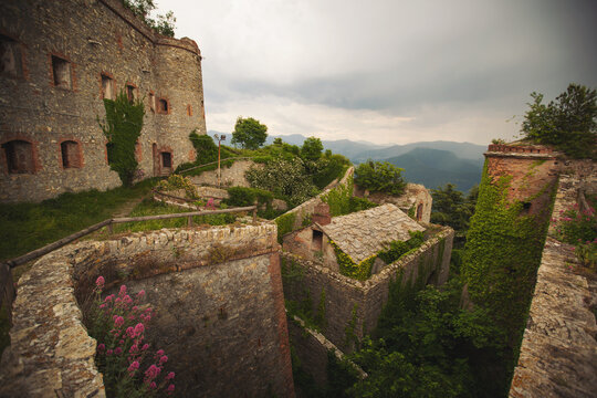 View of Forte Sperone (Sperone Fort) , one of the most important and better preserved structures of the fortifications of Genoa, Italy.