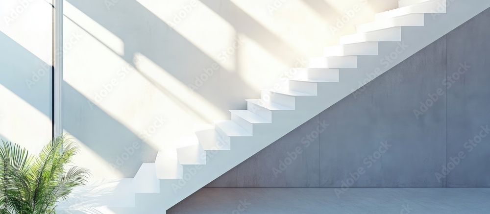 Poster Perspective from the top of the staircase at home. with copy space image. Place for adding text or design
