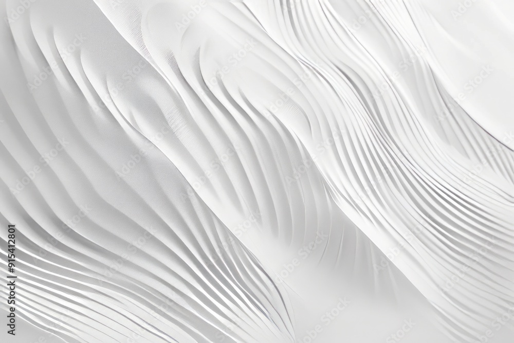 Wall mural subtle white background with thin, wavy lines in very light grey creating a calm pattern