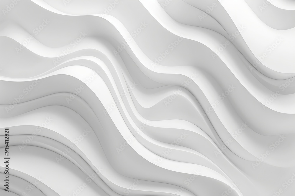 Wall mural subtle white background with thin, wavy lines in very light grey creating a calm pattern