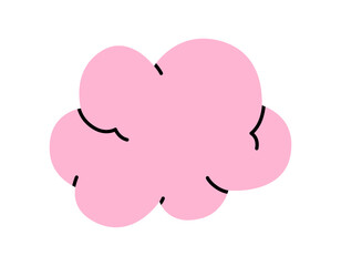 Hand drawn cute cartoon illustration of used chewing gum. Flat vector chewed pink bubble gum, environmental pollution doodle style. Food waste. Dental hygiene. Ecology sticker, icon or print. Isolated