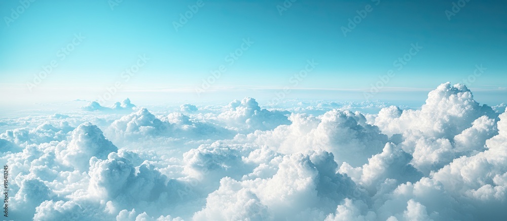 Leinwandbilder aerial perspective of white cumulus clouds against a turquoise horizon. with copy space image. place