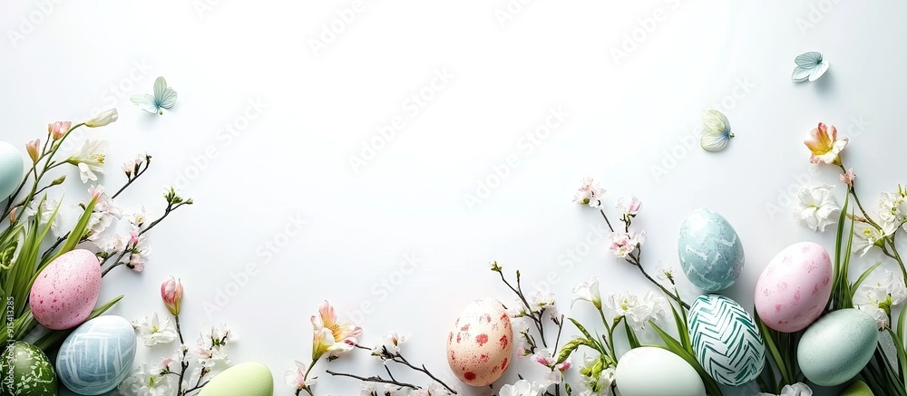 Aufkleber Easter arrangement on a white background. with copy space image. Place for adding text or design