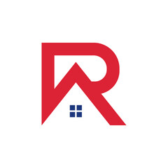 Minimal letter RA, AR or R real estate house logo template