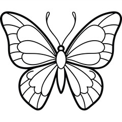  Butterfly Black And White Illustration White Background. Butterfly Coloring Book vector