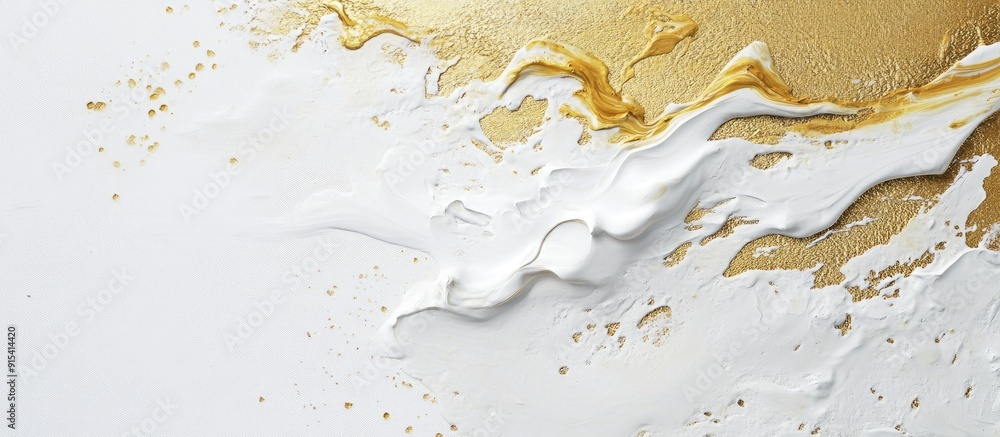 Poster textured background in white and gold acrylic paint. with copy space image. place for adding text or