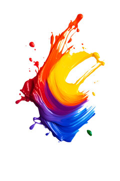 Dynamische Farbexplosion: Abstrakter Pinselstrich in lebendigen Regenbogenfarben