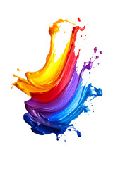 Dynamische Farbexplosion: Abstrakter Pinselstrich in lebendigen Regenbogenfarben