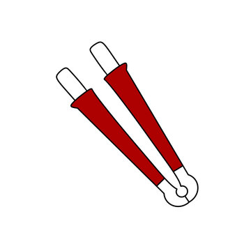 recommend clip art: A pair of red tongs with white handles
