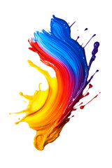 Fototapeta premium Dynamische Farbexplosion: Abstrakter Pinselstrich in lebendigen Regenbogenfarben