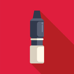 Electronic cigarette standing on red background, vaping device illustration in flat design