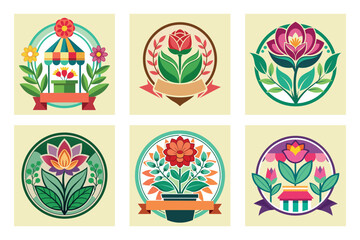 Logo For Flower Shop Vector Illustration