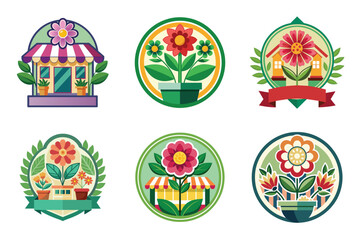 Logo For Flower Shop Vector Illustration