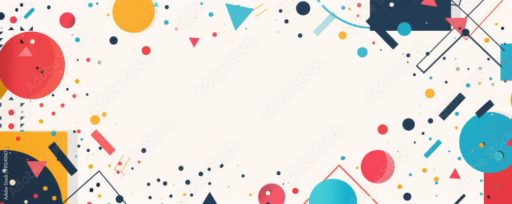 Poster flat vector illustration. geometric frame with edges and empty space in the middle on white backgrou