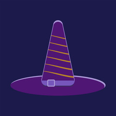 A purple hat with a gold stripe on it