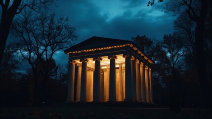 Obraz premium Illuminated Temple at Night