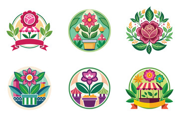 Logo For Flower Shop Vector Illustration