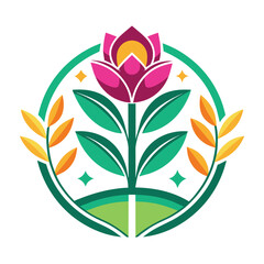 Logo For Flower Shop Vector Illustration