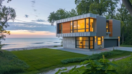 Modern Beach House with Sunset View