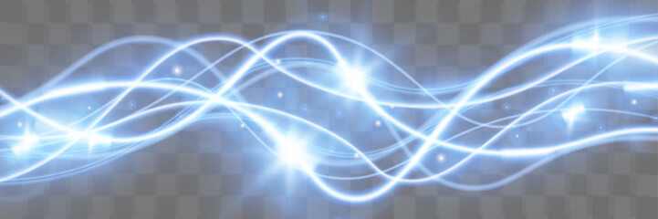 Light blue trail wave vector.Glowing smooth curved lines.Laser wave,glowing light effect,blue trail.	
