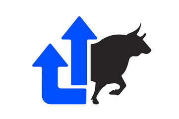 Stock market bull arrow up illustration