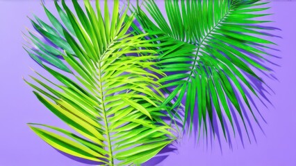 Obraz premium multi-colored palm leaves on the light background with space for text in the center