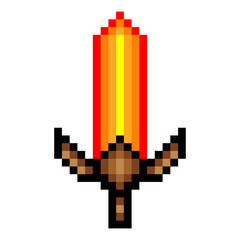 Fototapeta premium Flaming sword in pixel art style.