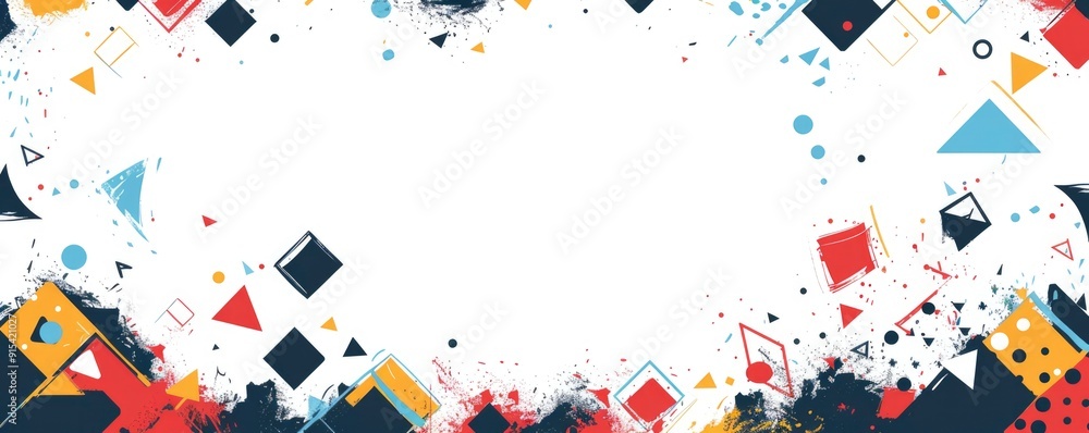 Poster flat vector illustration. frame of geometric shapes on the edges and empty space in the middle on a 