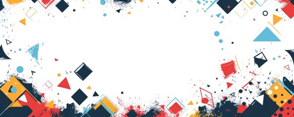 Obraz premium flat vector illustration. frame of geometric shapes on the edges and empty space in the middle on a white background