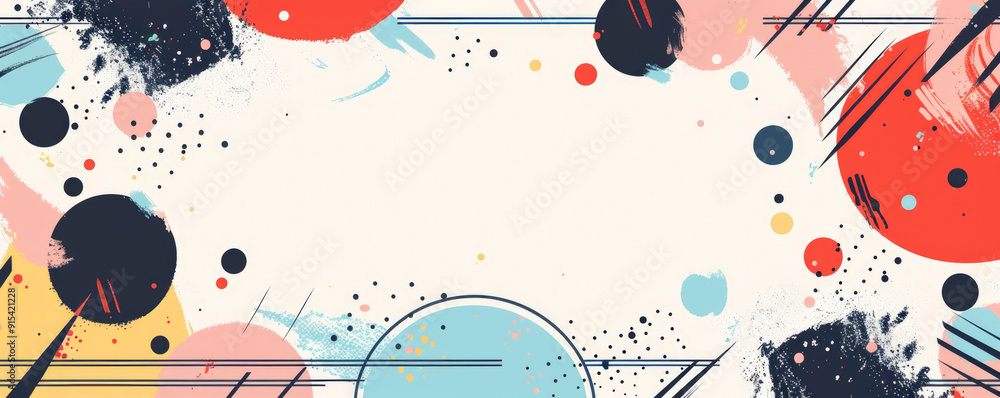 Poster flat vector illustration. frame of geometric shapes on the edges and empty space in the middle on a 