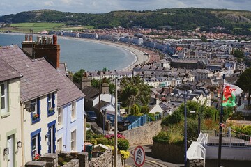 View of Llandudno city and Llandudno Promenade. Wales, United Kingdom.