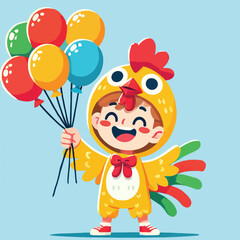 A cheerful boy with chicken costume celebrating National Chicken Boy Day