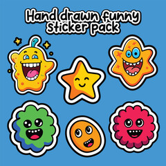 Handdrawn Funny sticker pack for designing and Printing