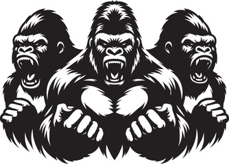 Group of Gorilla Silhouette isolated on white background Minimalist gorilla vector © Md Hasan