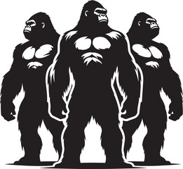 Group of Gorilla Silhouette isolated on white background Minimalist gorilla vector