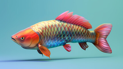 Fototapeta premium 3D Arowana fish in white background vector image