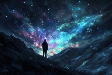 Fototapeta premium Aurora Hunting and Interstellar Medium Seeking Northern Lights in the Depths of Space