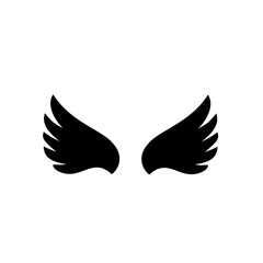 Wings icon. Angel Wings Black silhouette. Hand drawn bird or angel wings. Vector illustration