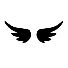 Wings icon. Angel Wings Black silhouette. Hand drawn bird or angel wings. Vector illustration