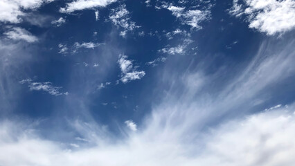 Blue Sky with White Streaky Clouds