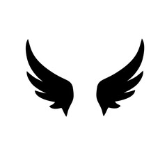 Wings icon. Angel Wings Black silhouette. Hand drawn bird or angel wings. Vector illustration