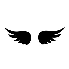 Wings icon. Angel Wings Black silhouette. Hand drawn bird or angel wings. Vector illustration