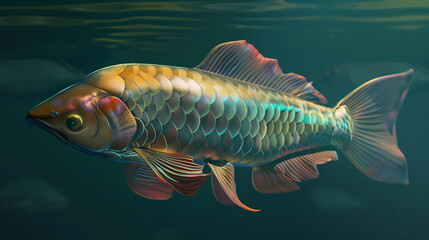 3D Arowana fish in white background vector image