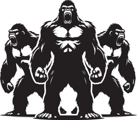 Group of Gorilla Silhouette isolated on white background Minimalist gorilla vector