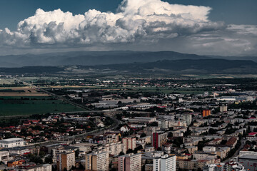 Obraz premium High altitude panoramic view of Hunedoara, Romania