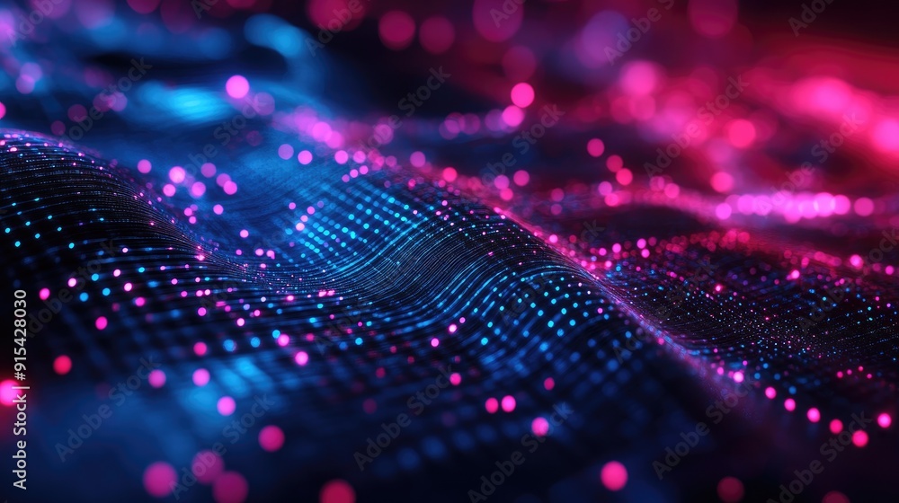 Poster sleek 3d technology background with holographic elements and digital patterns, modern design