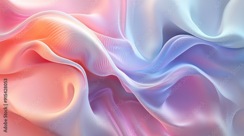 Aufkleber smooth 3d abstract background with flowing lines and pastel colors, serene digital design