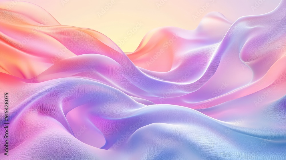 Aufkleber smooth 3d abstract background with flowing lines and pastel colors, serene digital design