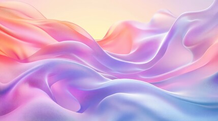 Obraz premium Smooth 3D abstract background with flowing lines and pastel colors, serene digital design