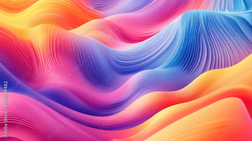 Poster vibrant 3d abstract background with colorful waves and dynamic patterns, lively digital design